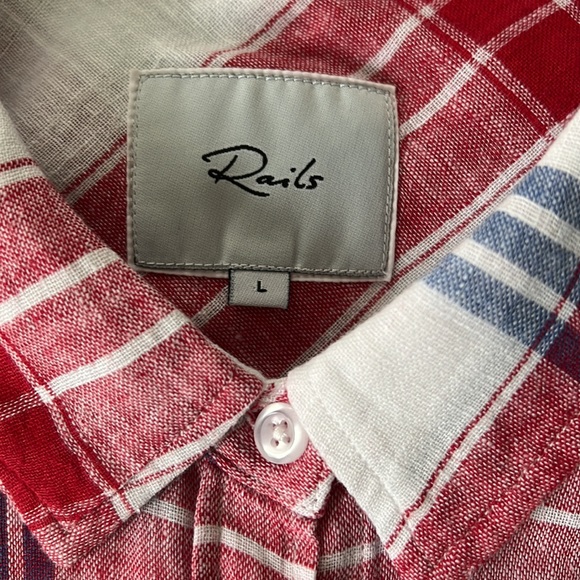 Rails linen plaid tie front button down shirt - Picture 4 of 5